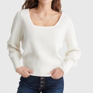 White Square Neck Sweater